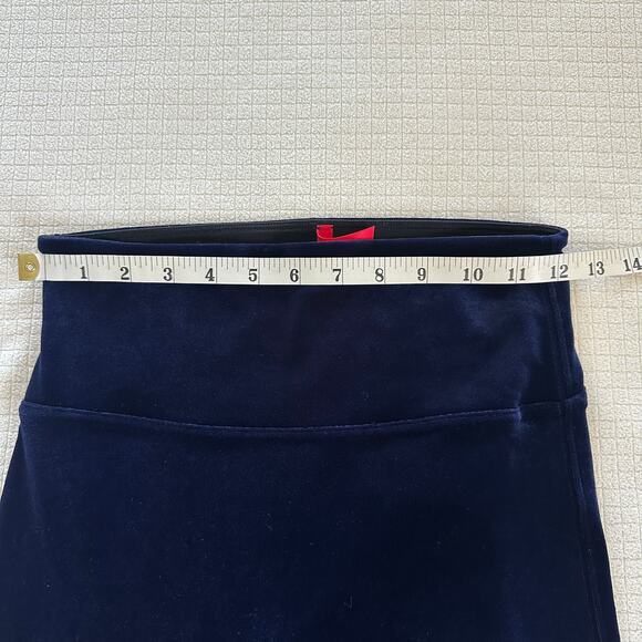 Spanx Womens Rich Navy Velvet Leggings Velour Holiday Party Stretch Size Medium - Picture 3 of 9